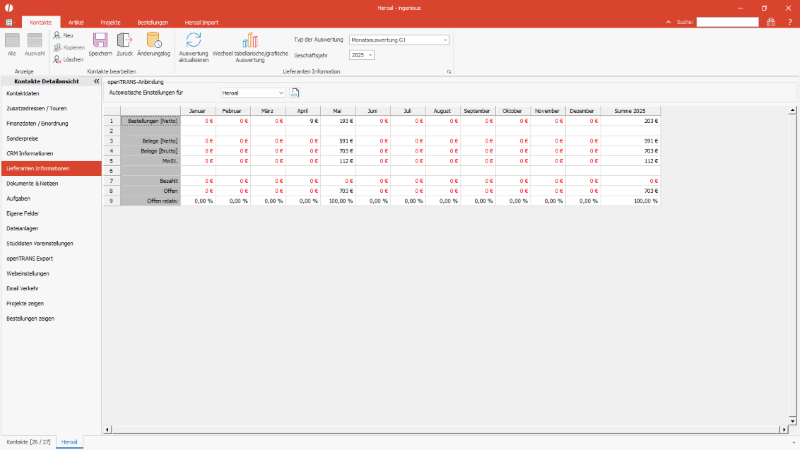 Laden der openTrans&nbsp;Einstellungen für den Lieferant Heroal