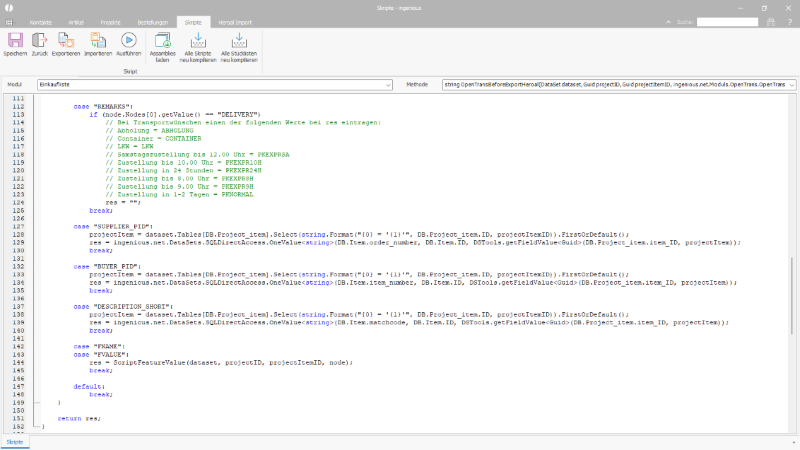 Skript zum Eintragen des Transportwunsches&nbsp;