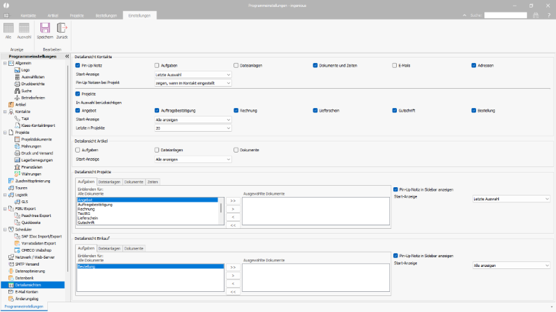Konfiguration der erweiterten Detailansichten