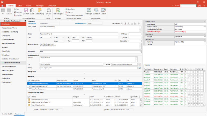 Beispiel erweiterte Kontakte-Detailansicht