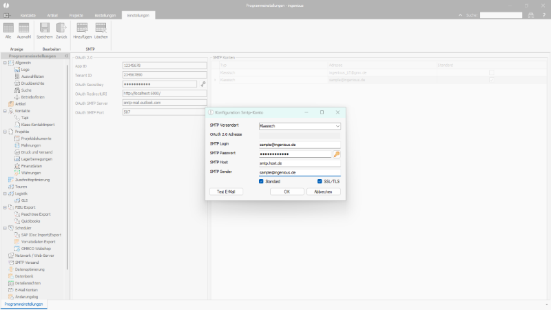 Konfiguration eines SMTP Kontos