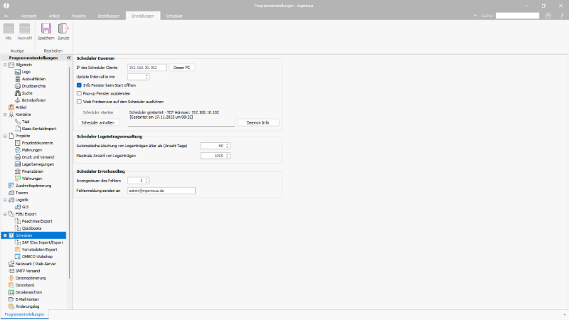 Optionen für den Scheduler-ausführenden Client
