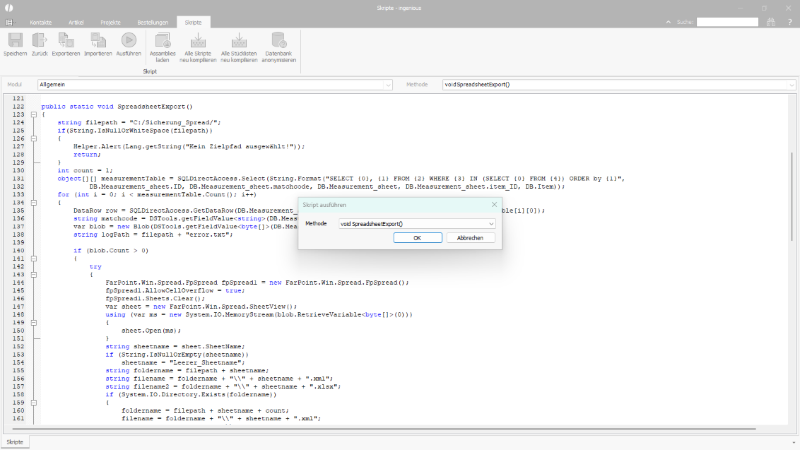 Skript zum Export der Aufmaßblätter